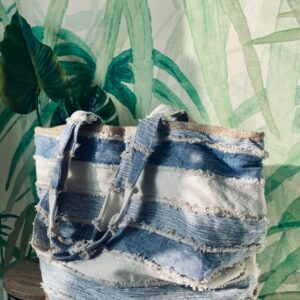Bolso playero algodón yute desflecado