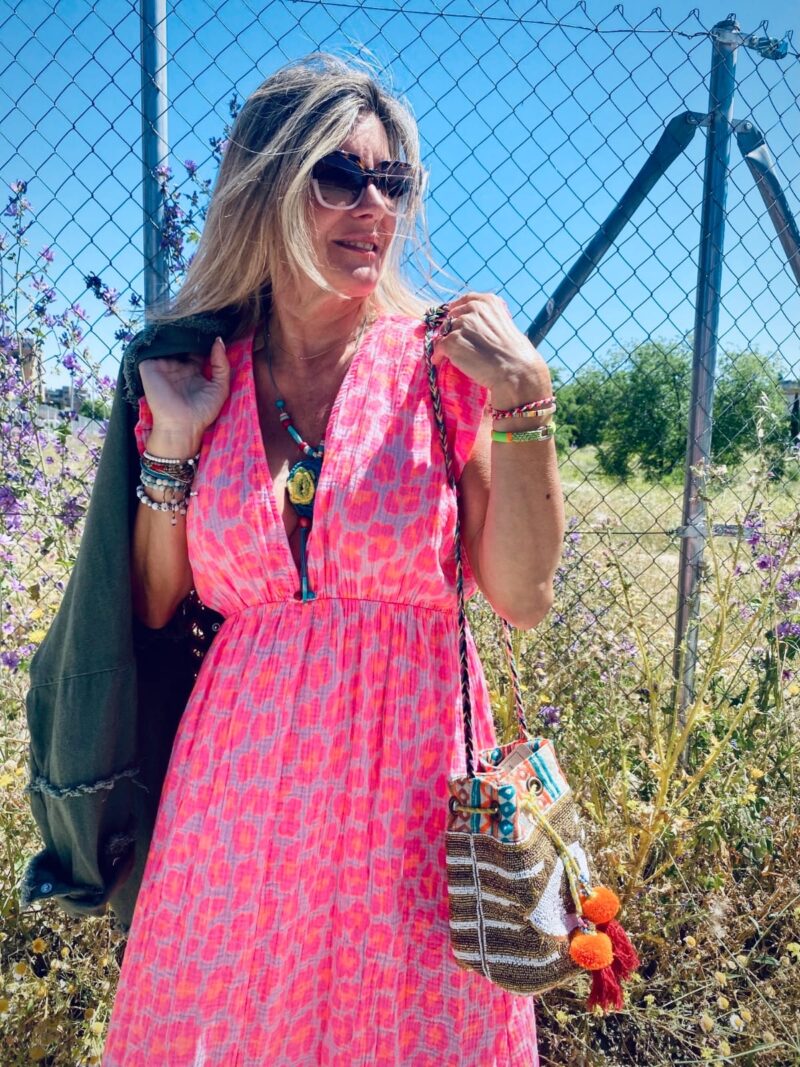 Vestido Boho Estampado Fluo