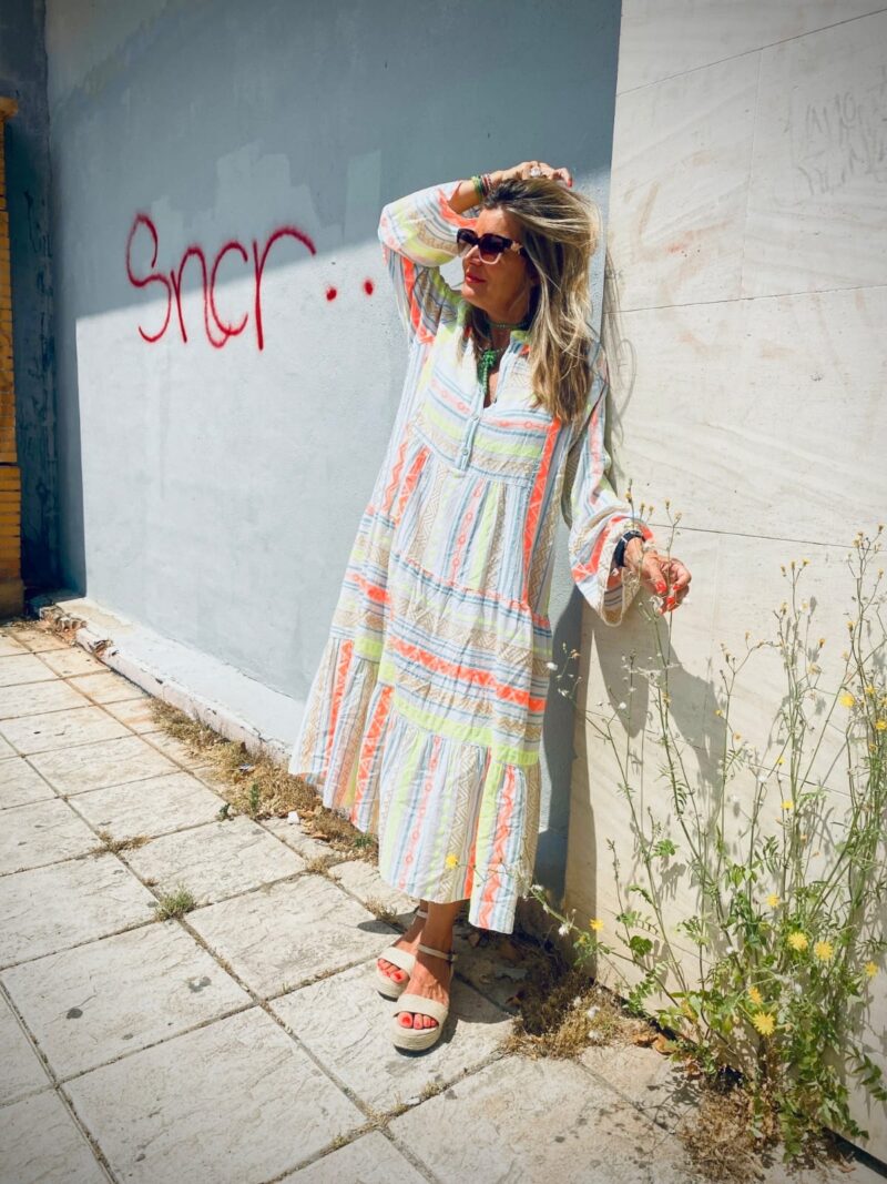 Vestido estilo étnico colores fluo - Imagen 2