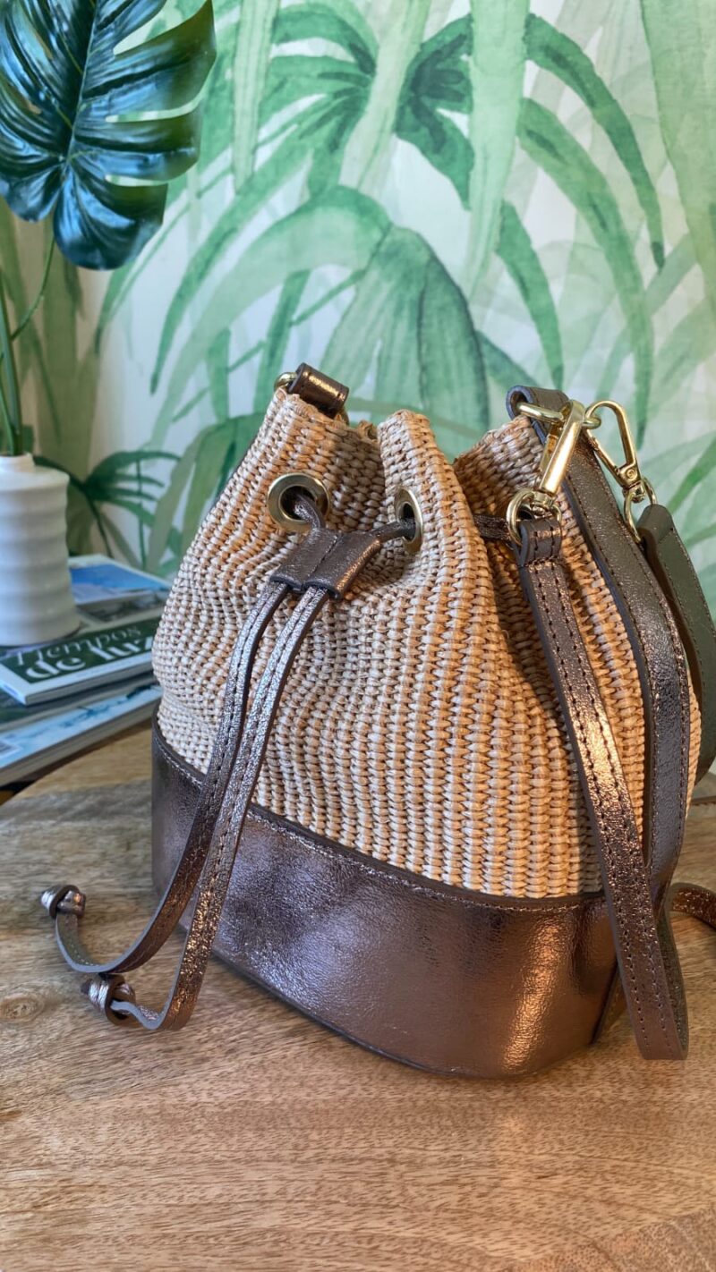 Bolso de Rafia con detalles en piel - Imagen 2