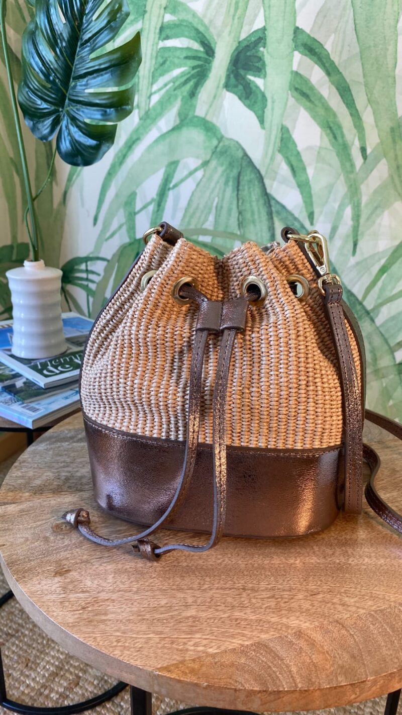 Bolso de Rafia con detalles en piel