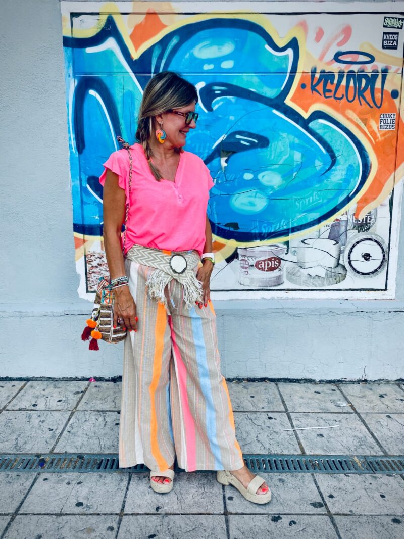 Pantalón rayas fluo