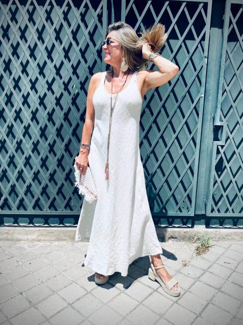 Vestido lino al bies
